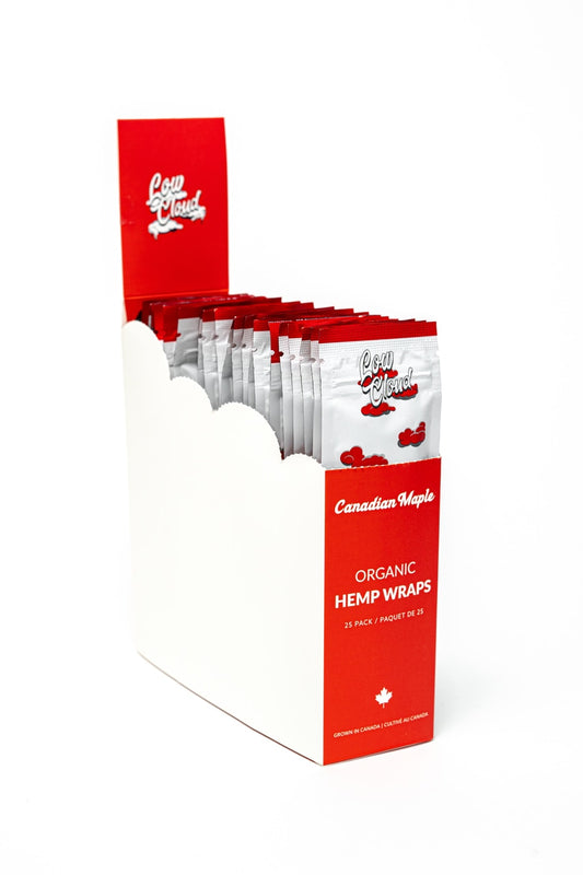 LOW CLOUD ORGANIC HEMP WRAPS - 4 WRAPS PER PACK - 25 PACKS PER BOX - CANADIAN MAPLE