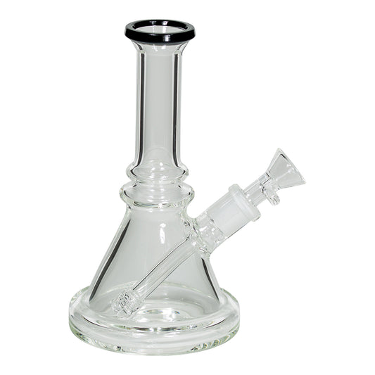 7" GLASS WATER PIPE W/ 14MM GLASS FUNNEL BOWL - BLACK